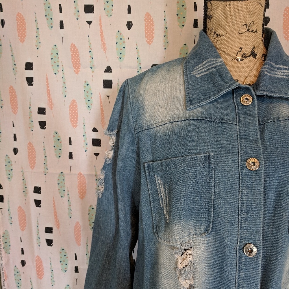 🆕 Jean Jacket Distressed Dress w/ pockets